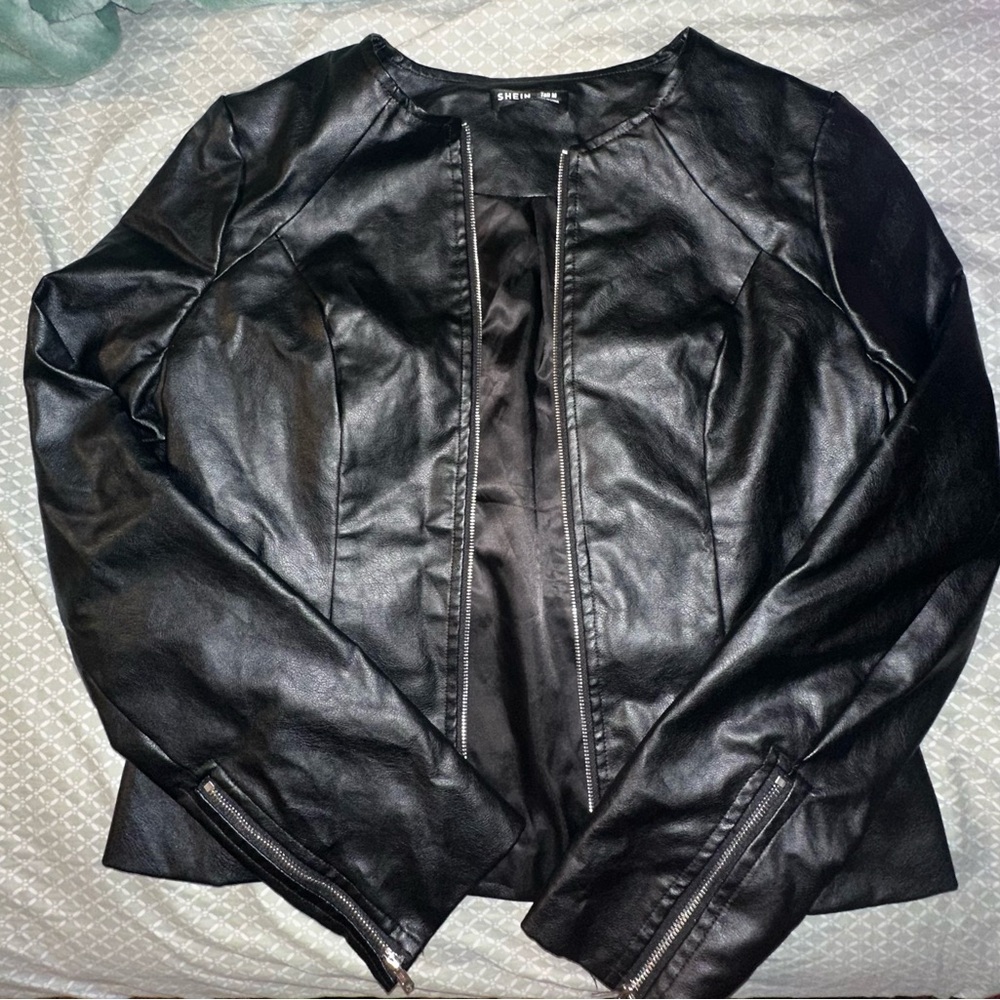 Black faux leather jacket